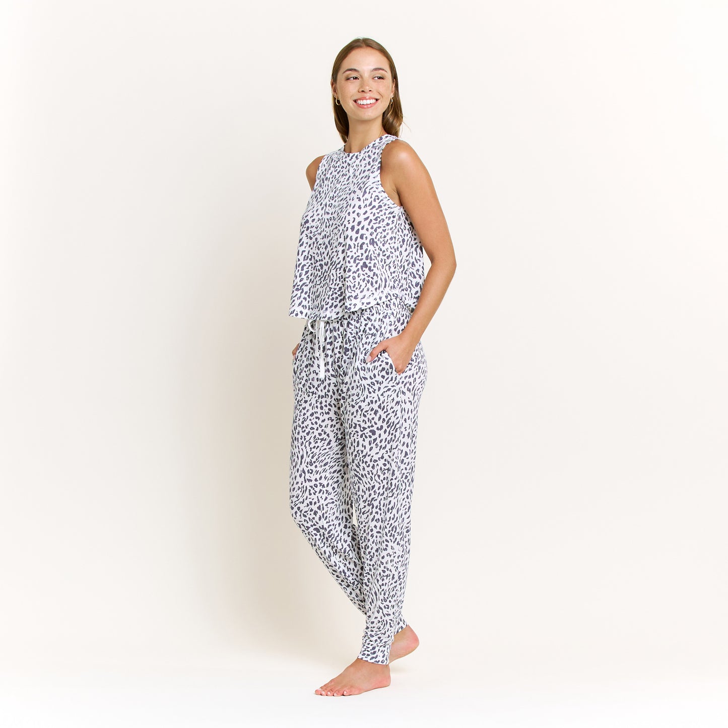 Sweet Cream Animal Print Tank and Pants Pajamas Set