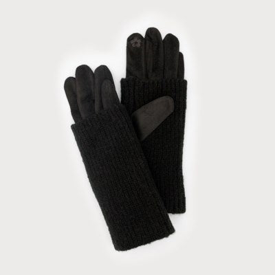 Faux Suede Ribbed Wrist Warmer Gloves