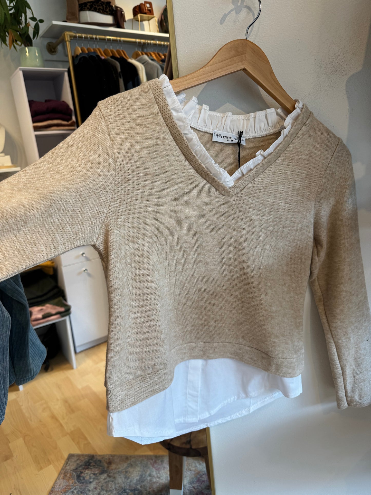 Layered Ruffle Trim Sweater