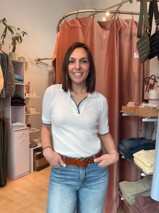 Short Sleeve Waffle Polo Shirt