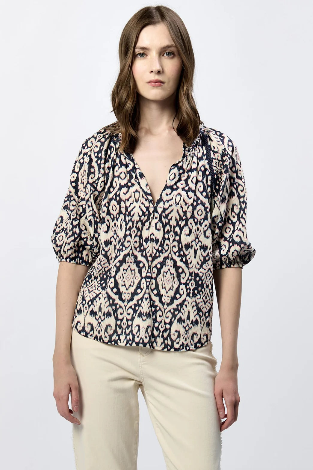 Costa Paisley Short Sleeve Boho Blouse