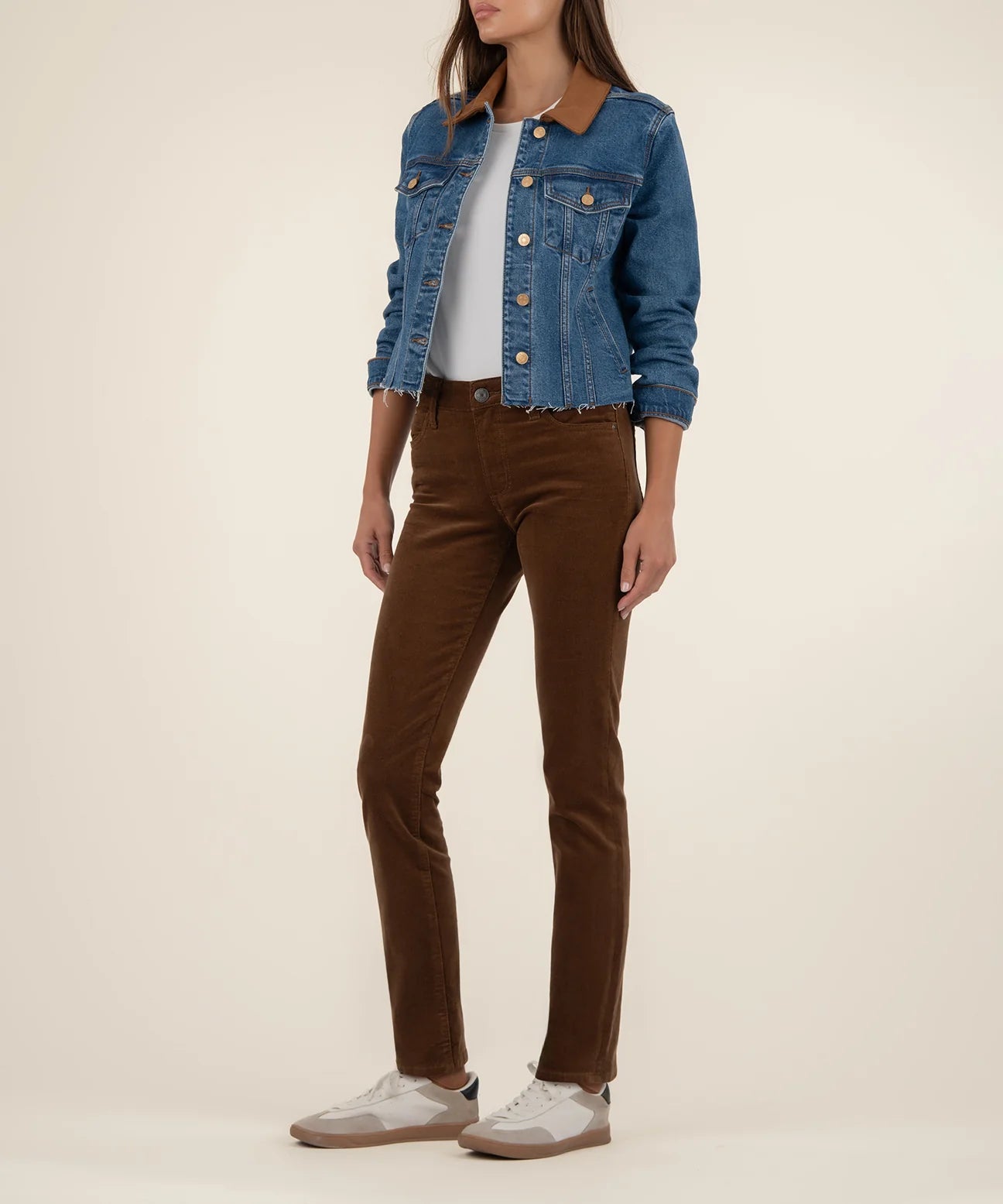 Kerry Cropped Suede Denim Jacket