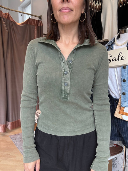 Funnel Neck Long Sleeve Henley
