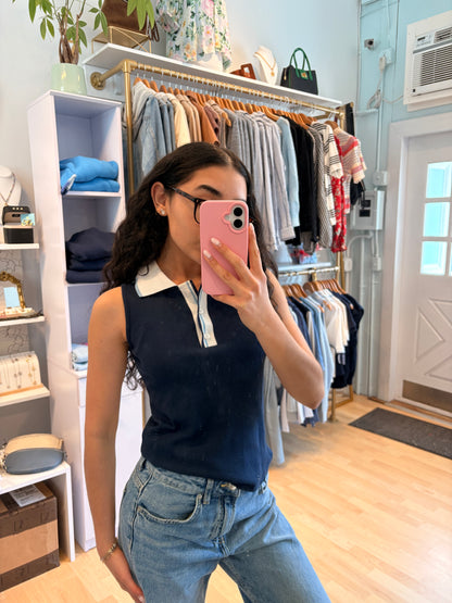 Sleeveless Polo Top