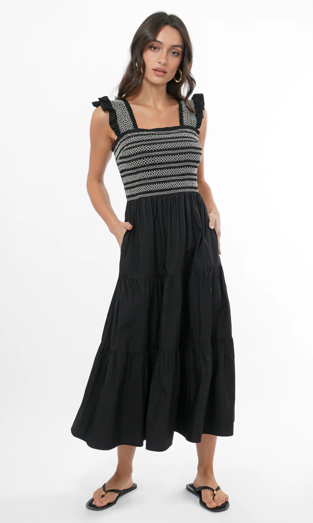 Greylin Smocked Midi Dress