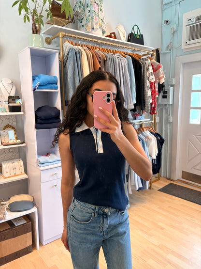 Sleeveless Polo Top