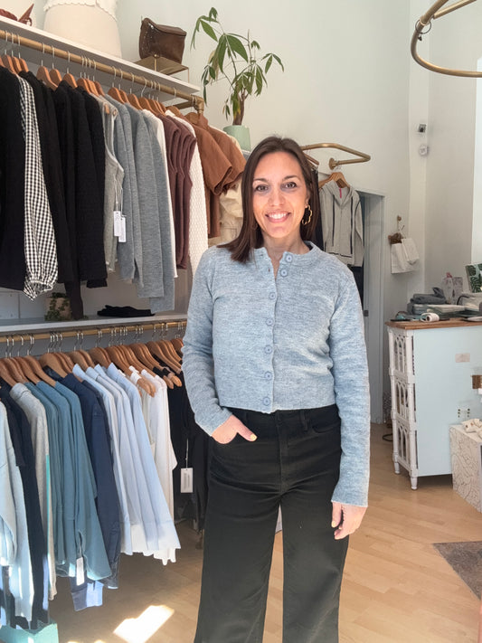 Heather Gray Classic Slim Cardigan by Bobi