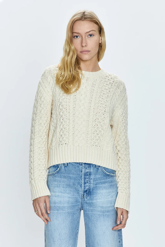 Quinn Ivory Fisherman Sweater