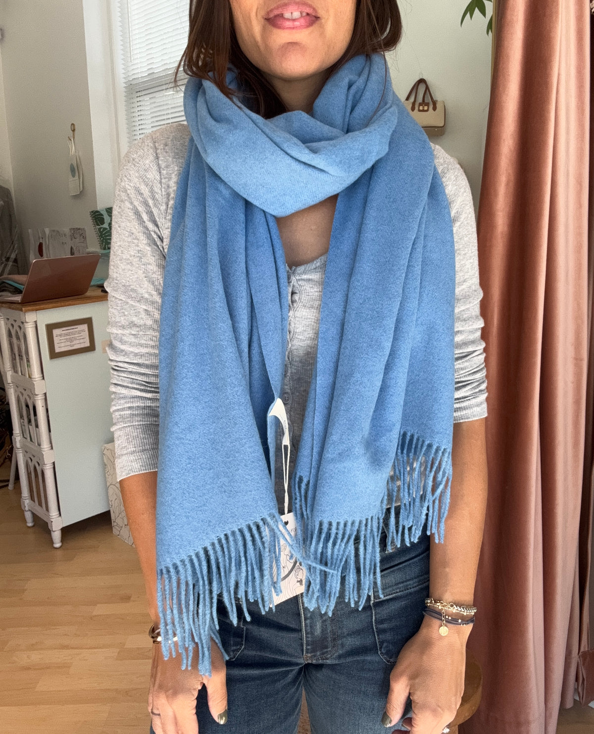 Cozy Solid Scarf with Fringe