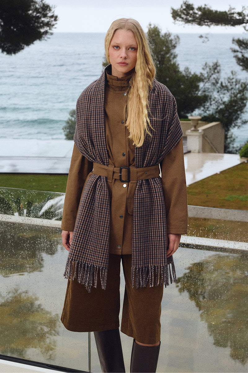Brown Checkered Fall Winter Scarf