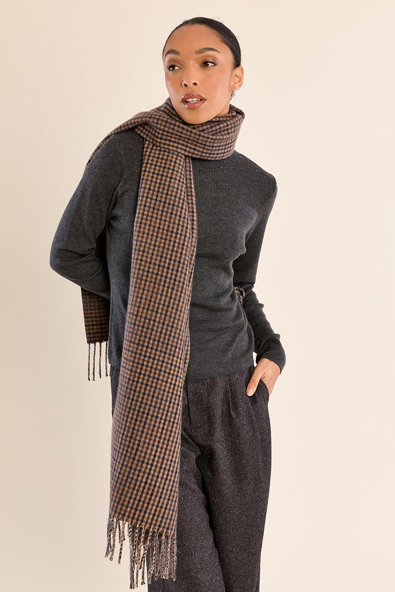Brown Checkered Fall Winter Scarf