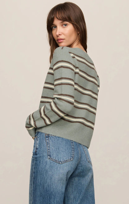 Medina Cozy Striped Button  Sweater Cardigan