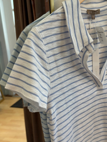 Short Sleeve Striped Polo Tee
