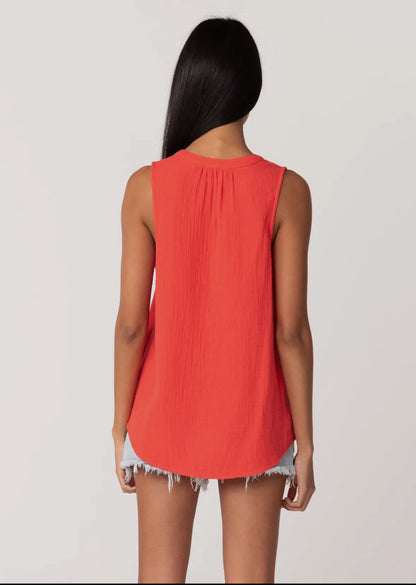 Sleeveless Split Neck Tank