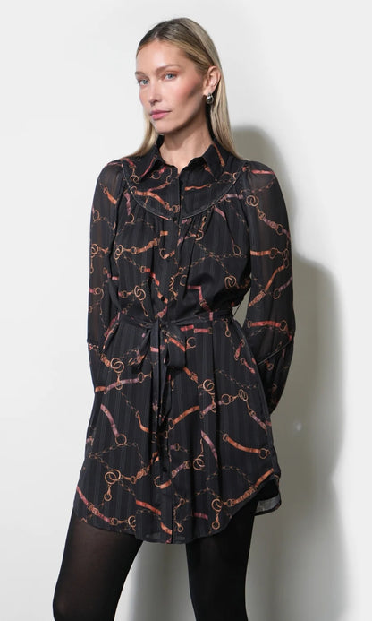 Anabel Bib Neckline Chiffon Mini Dress