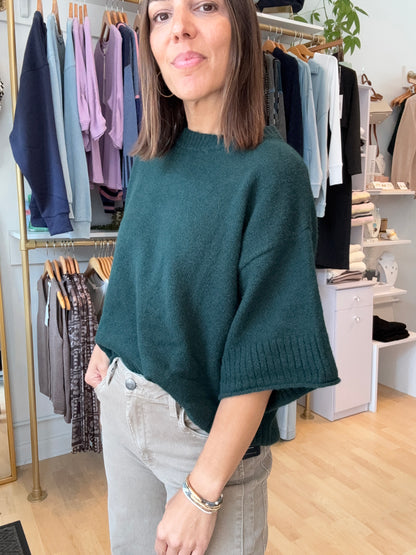 Relaxed Half Sleeve Sweater Forest Green