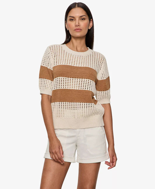 Open Work Short Sleeve Beach Sweater