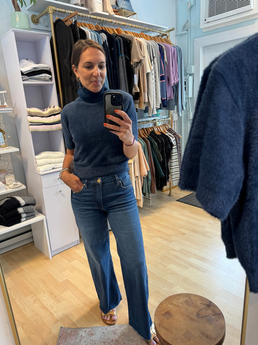 Faux Fur Ink Blue Fall Sweater