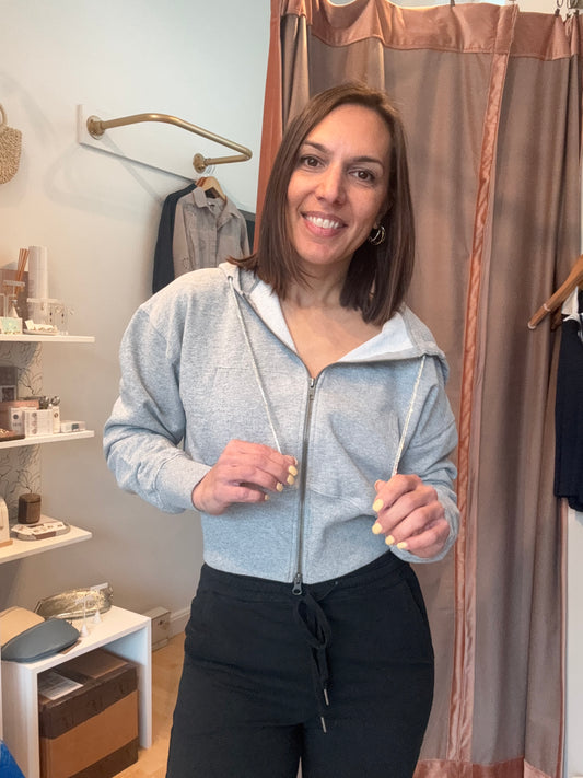 Cropped Crystal Pull Hoodie