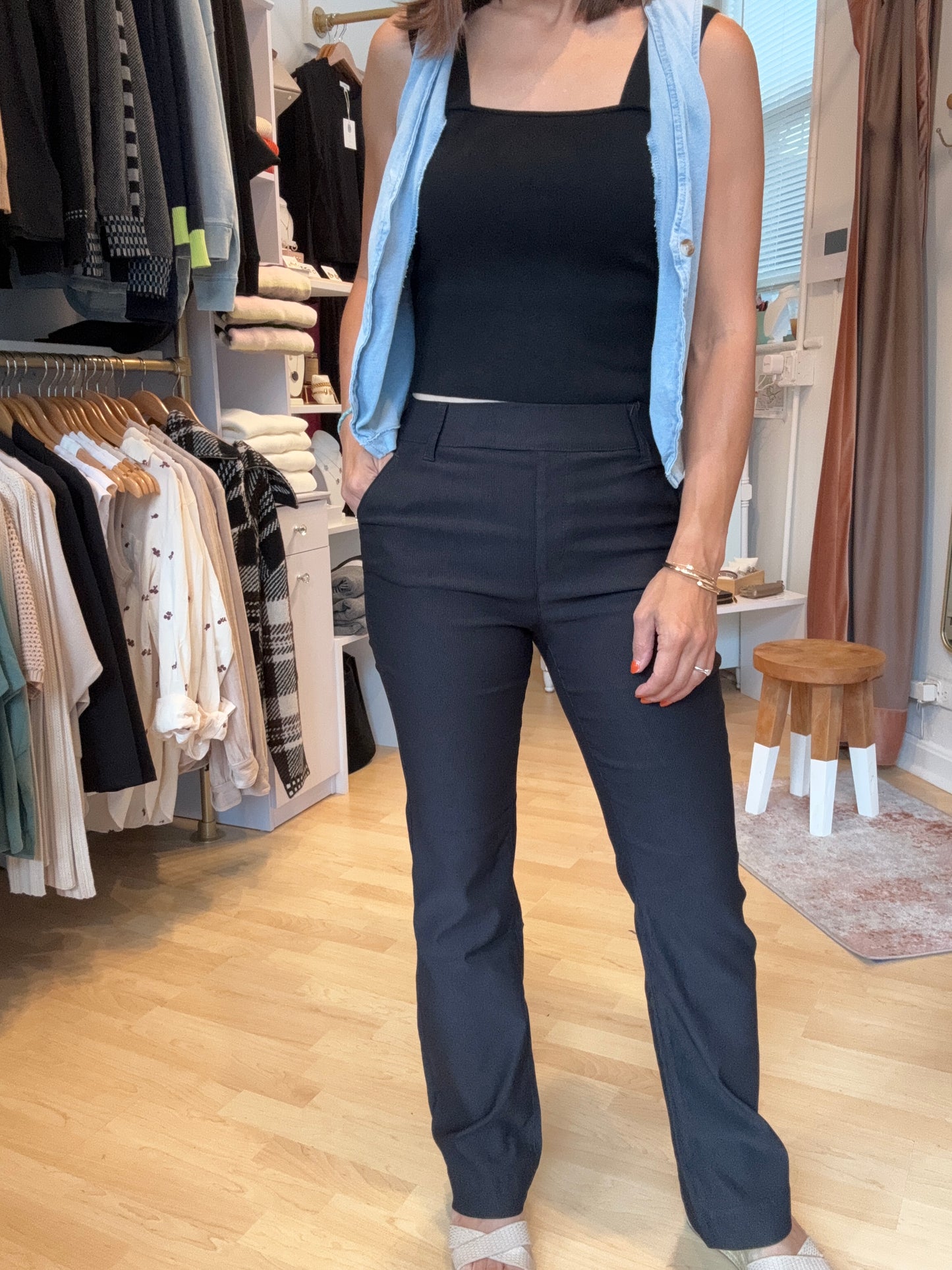Black Pull On Flare Pant
