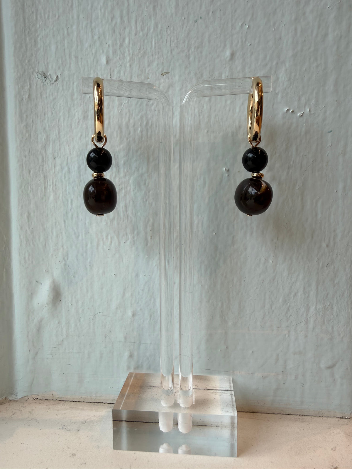 Gold and Brown Acrylic Earrings
