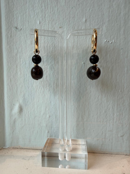 Gold and Brown Acrylic Earrings