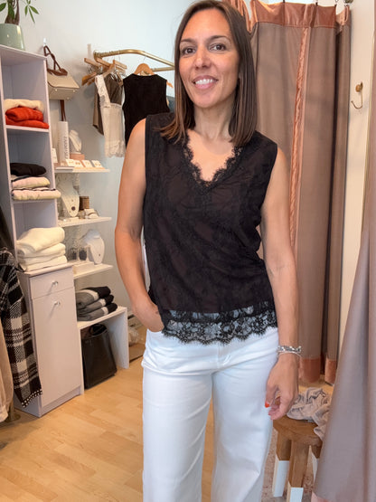 Chocolate and Black Lace V-Neck Camisole