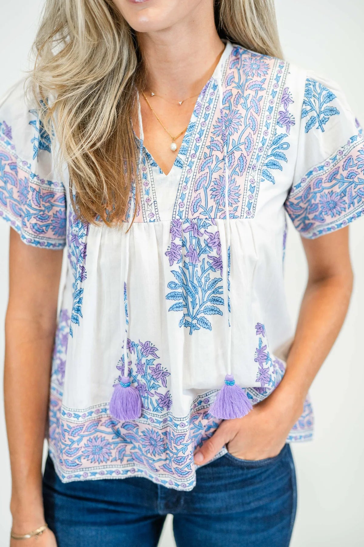 Catalina Boho Short Sleeve Blouse