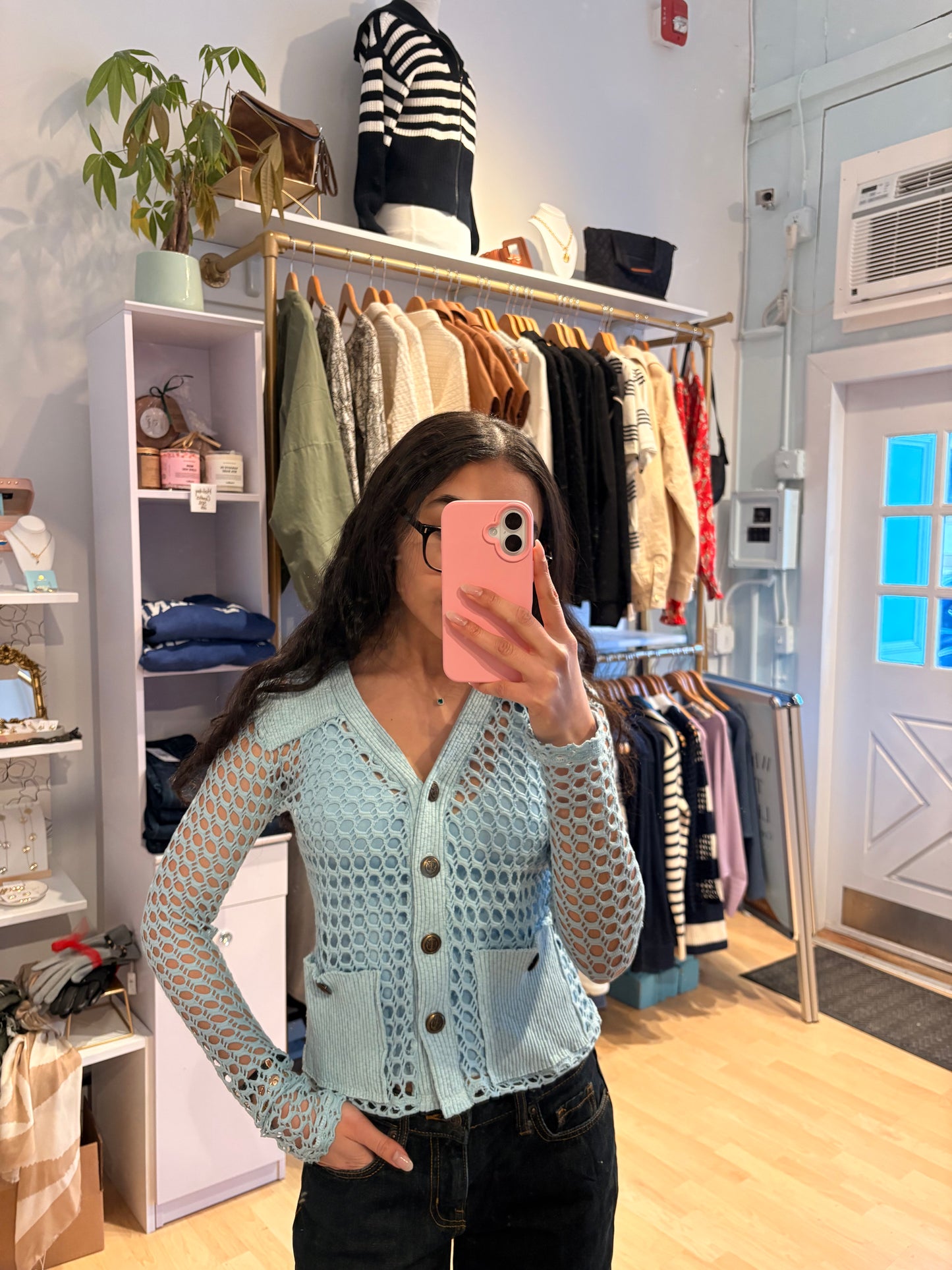 V-Neck Crochet Cardigan by Pete Collection