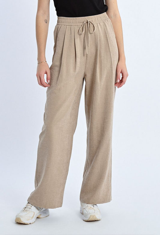 Woven Pleated Drawstring Pants