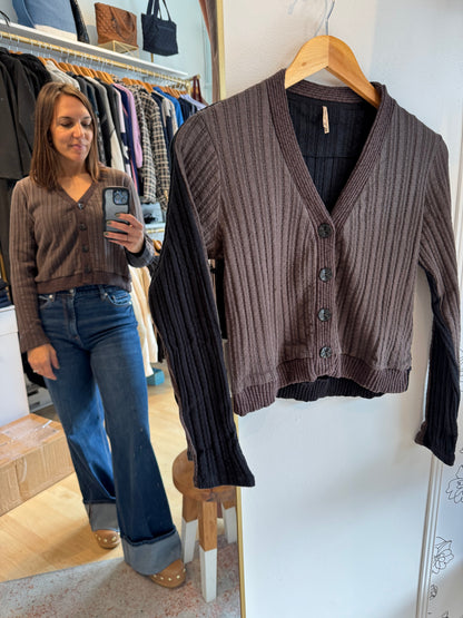 Pointelle Two-Tone Cardigan