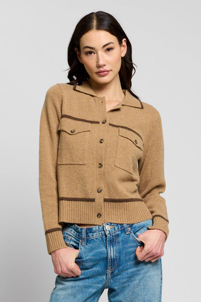Thea Camel Cashmere Button Up by Central Park West
