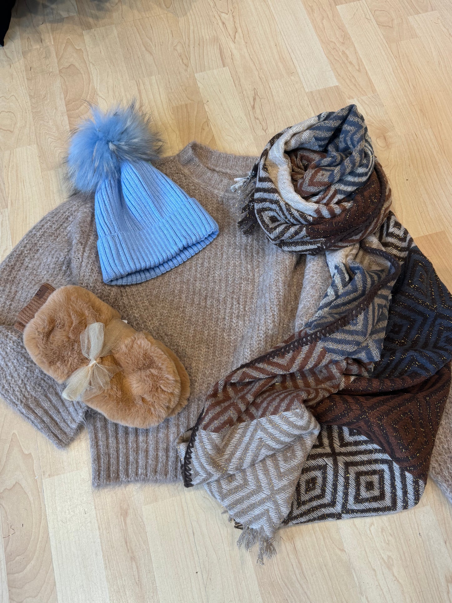 Geometric Lurex Cozy Winter Scarf