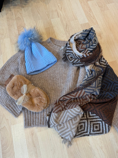 Geometric Lurex Cozy Winter Scarf