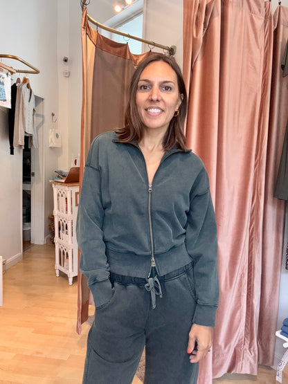 Funnel Neck Sporty Zip Up