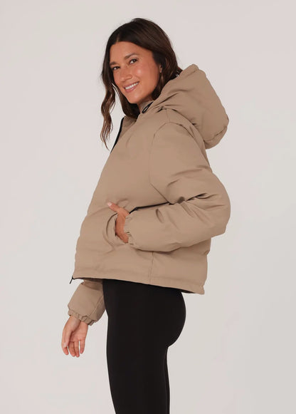Hooded Winter Puffer Jacket Khaki