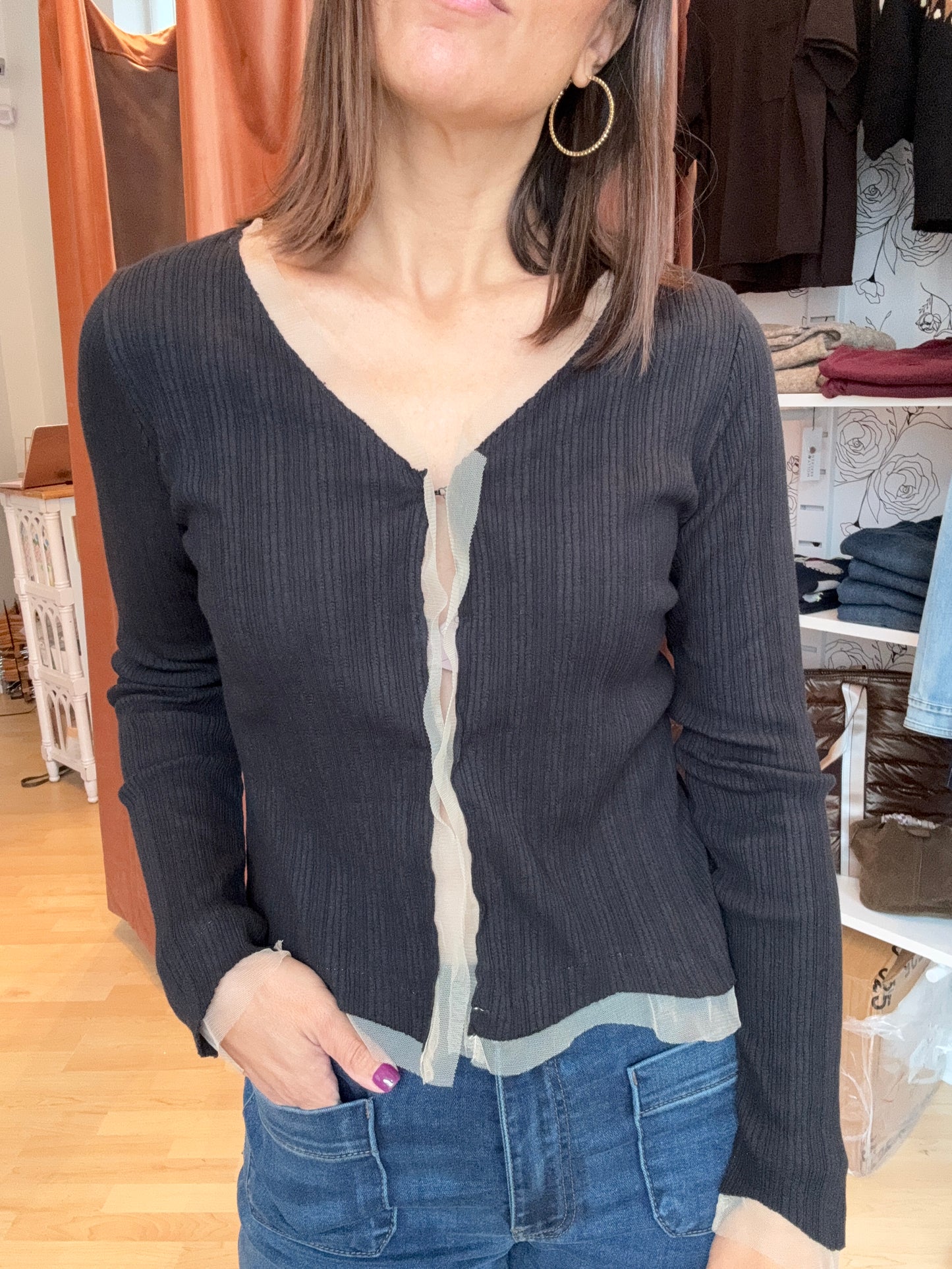 Pointelle Cardigan by Pete Collection