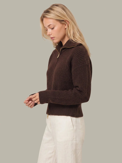 525 Cropped Double Zip Sweater Jacket