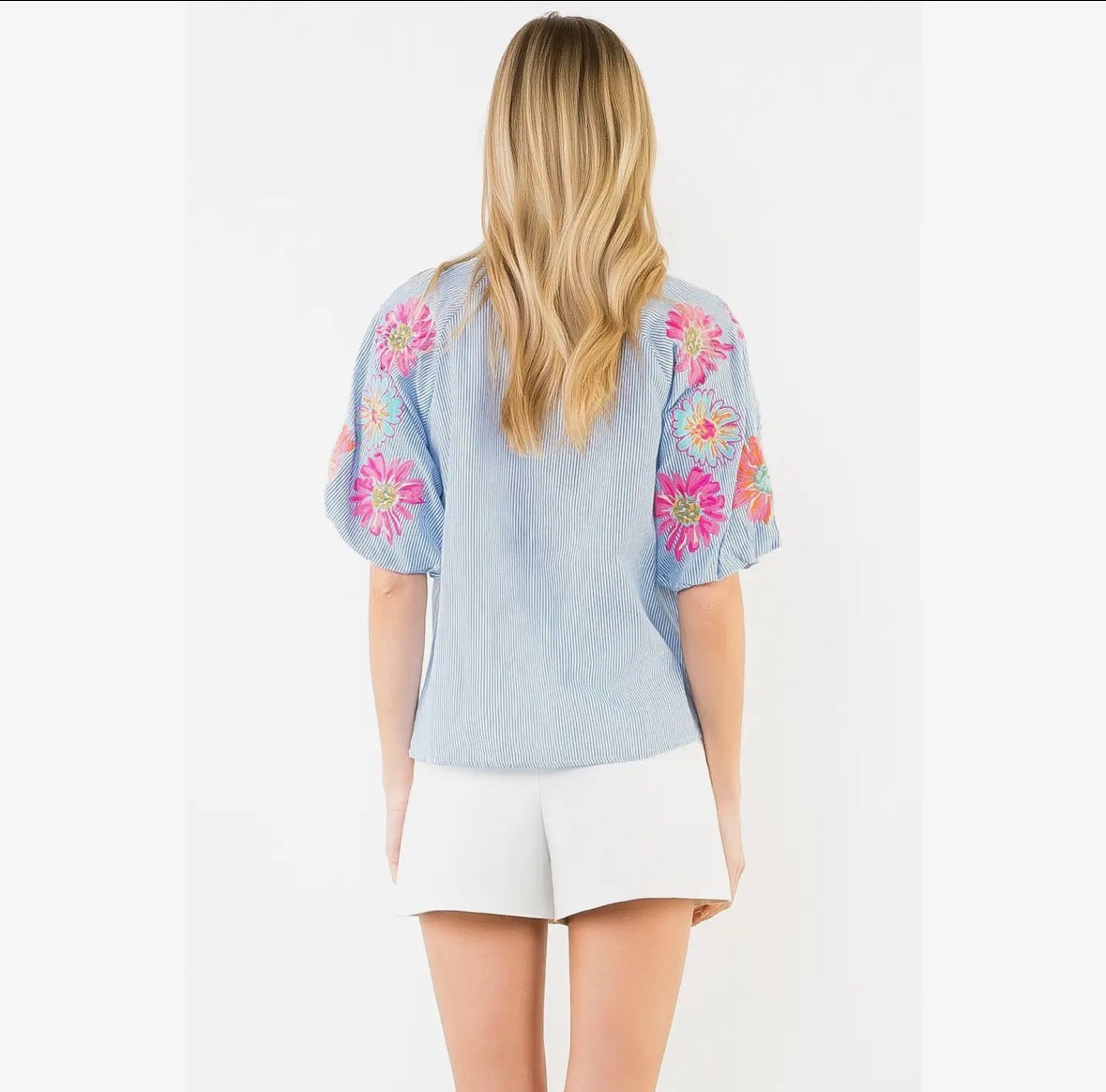 Puff Sleeve Embroidery Detail Blouse