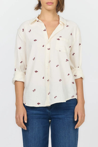 Galina Cotton Embroidered Button Down Shirt