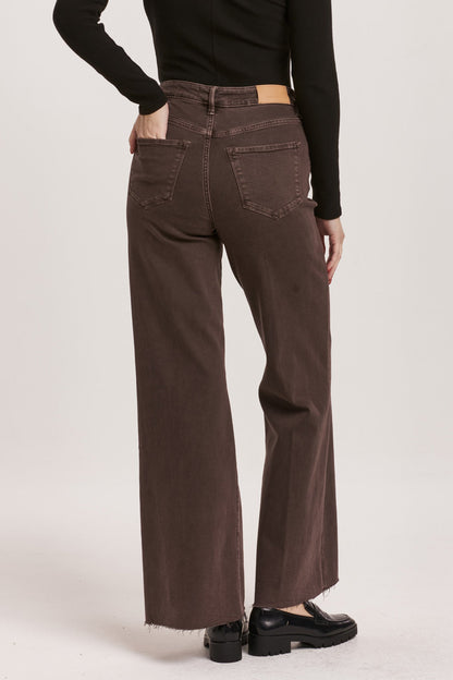 Fiona High Rise Wide Leg Jeans Mocha