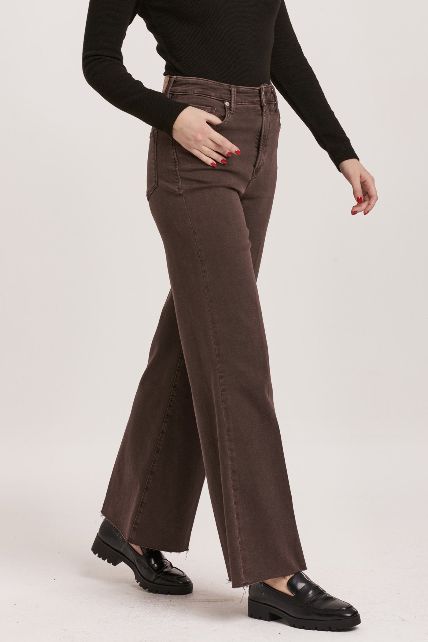 Fiona High Rise Wide Leg Jeans Mocha