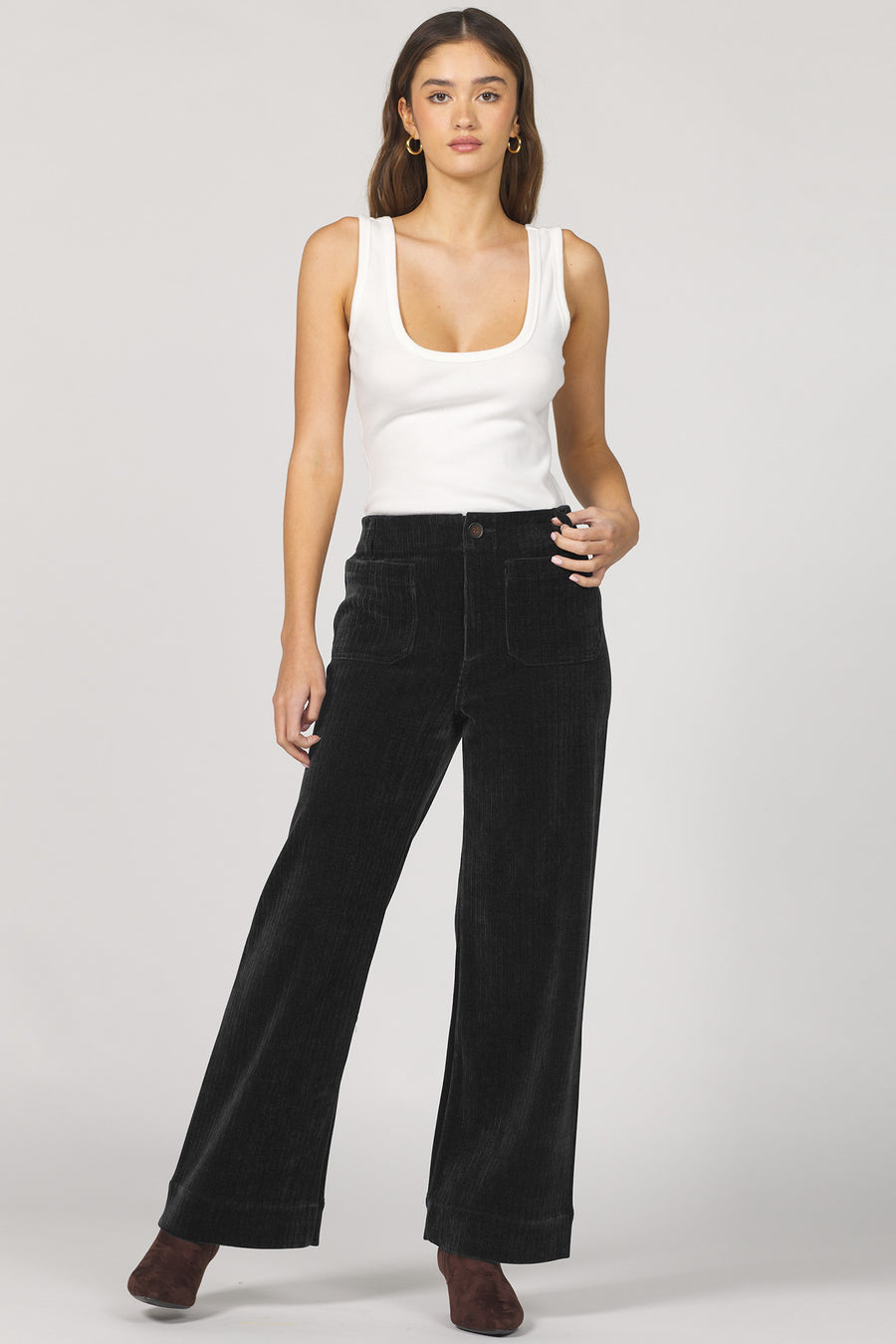 Dear John Black High Waist Cropped Wide Leg - Audrey
