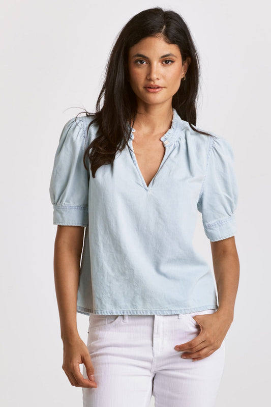 Dear John Sammi Chambray Puff Sleeve Shirt