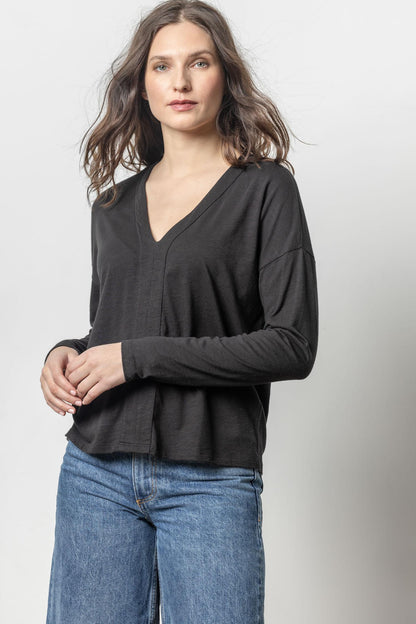 Drop Shoulder V-Neck Tee