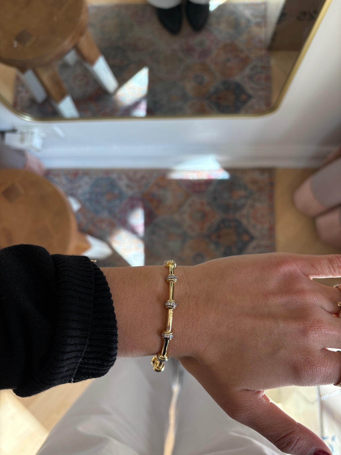 Pave Two Tone Studded Cuff