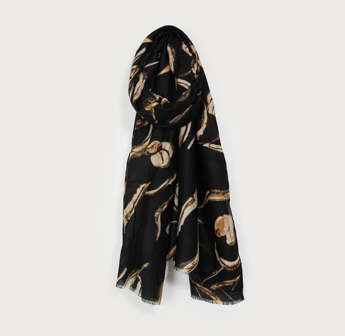 Lightweight Gold Lurex Flower Scarf