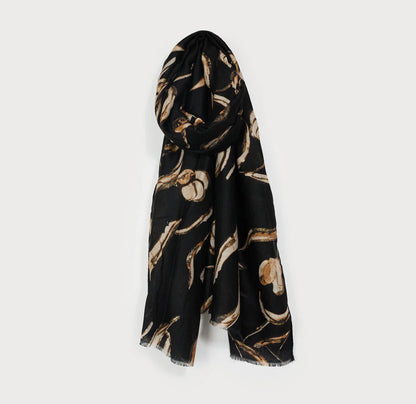 Lightweight Gold Lurex Flower Scarf