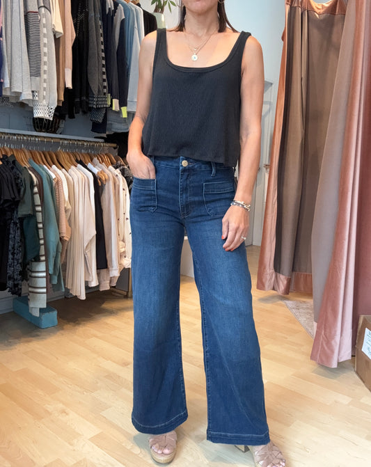 Meg Jeans Dark Blue with Patch Pockets by Kut from the Kloth