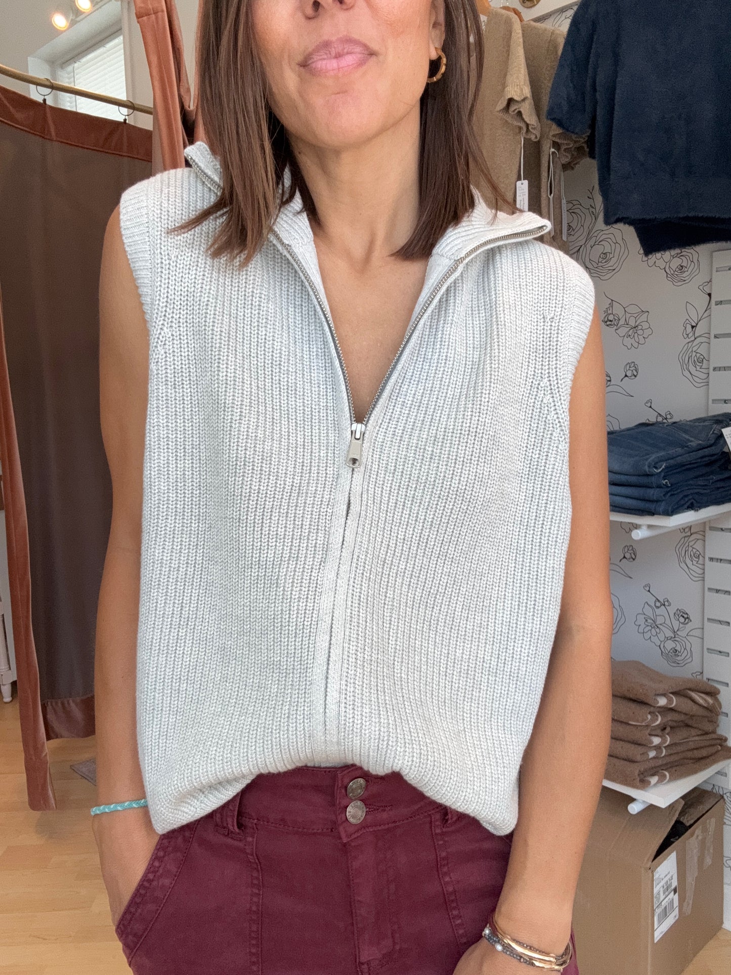 Heather Gray Ribbed Vest by Dear John